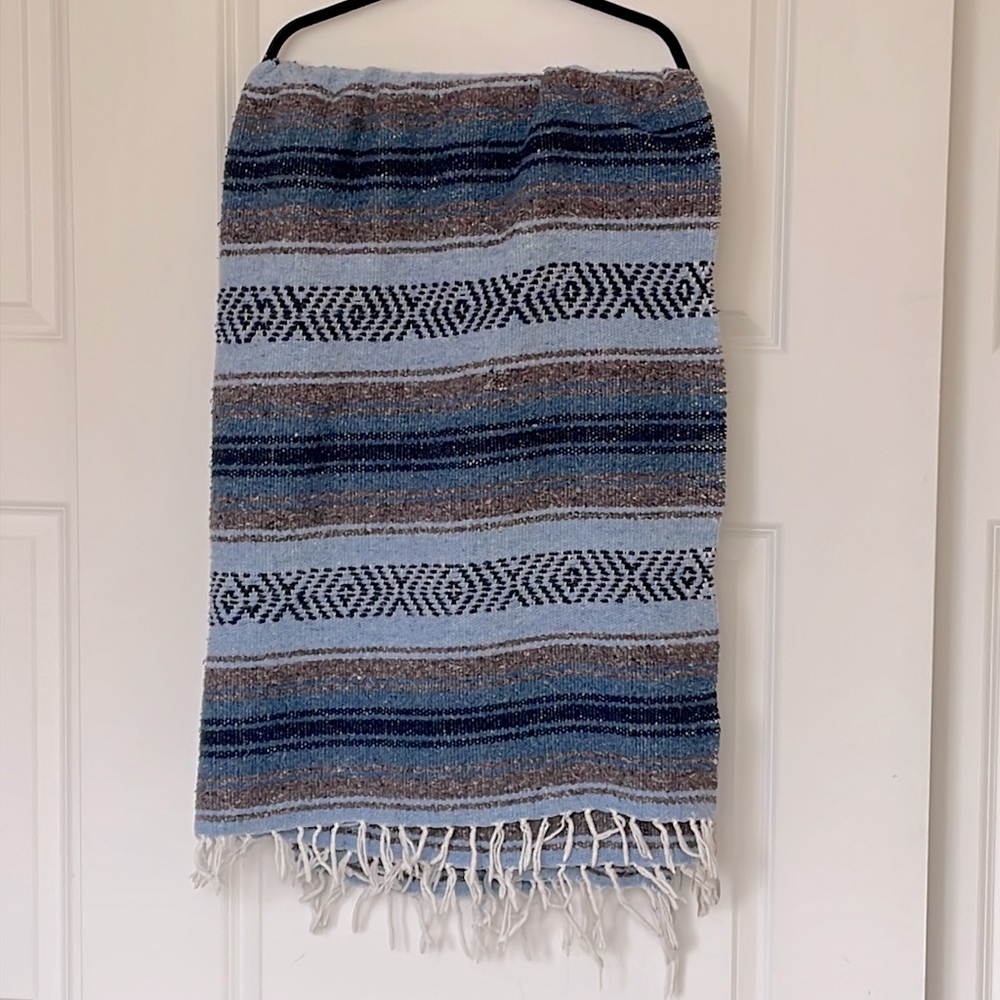 Vintage Blue Stripe Serape Blanket